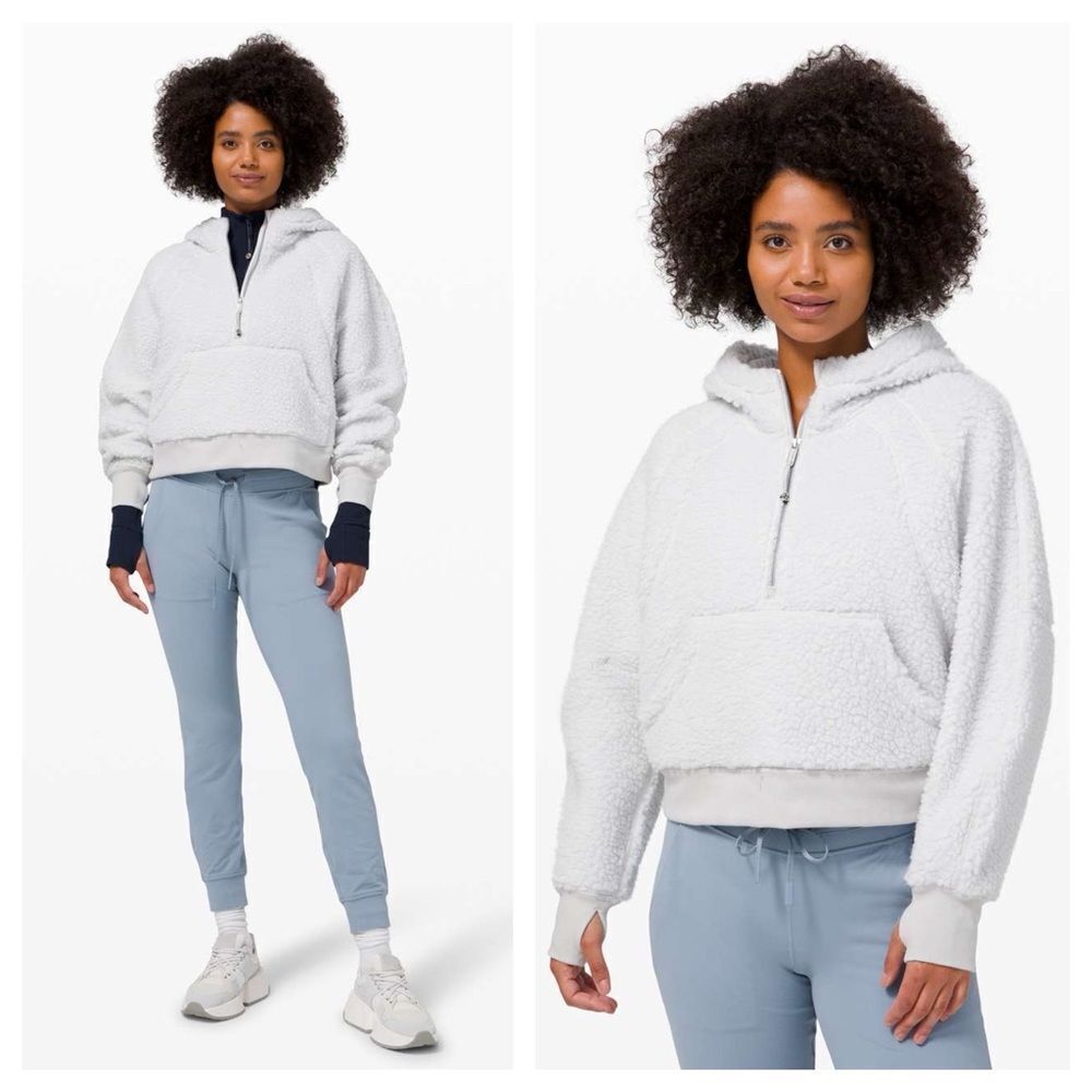Lululemon Scuba Oversized Wool Blend Sherpa Fleece 1/2 Zip Hoodie - Vapor